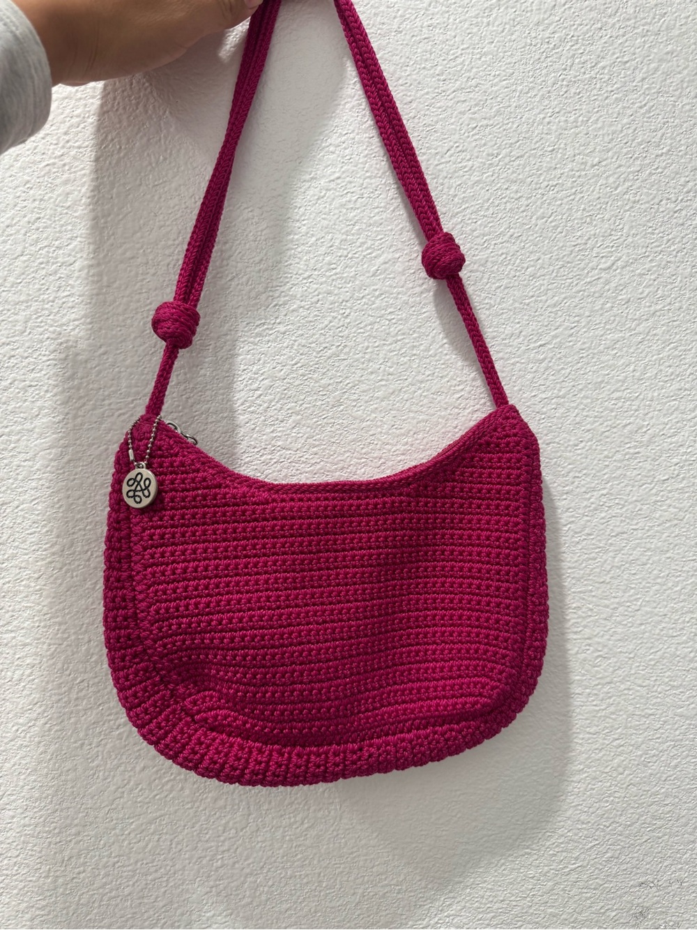 Handcrafted Crochet Shoulder Bag in Fuchsia